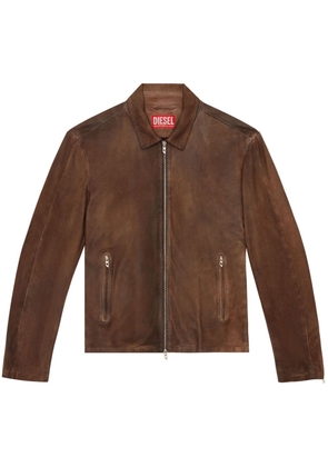Diesel L-Crombe zip-up leather jacket - Brown