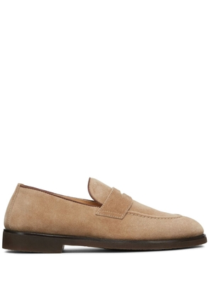 Brunello Cucinelli penny-slot suede loafers - Neutrals