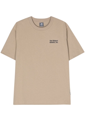 New Balance logo-appliqué cotton T-shirt - Neutrals