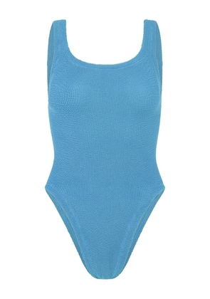 Hunza G round-neck stretch-design swimsuit - Blue