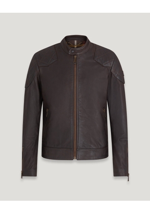 Belstaff Legacy Outlaw Jacket Men's Hand Waxed Leather Antique Brown Size UK 36
