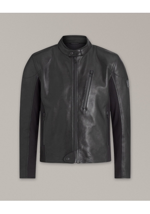 Belstaff Mistral Motorcycle Jacket Men's Aqua-Wax Leather Black Size S