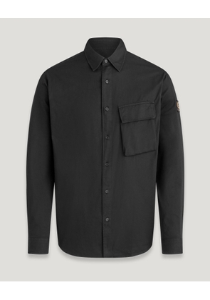 Belstaff Scale Shirt Men's Garment Dye Cotton Black Size S