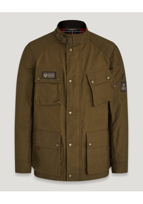 Belstaff Long Way Up Field Jacket Men's Dry Waxed Cotton Dark Green Size UK 36