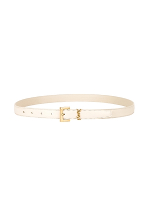 Saint Laurent Logo Leather Belt in Crema Soft - White. Size 65 (also in 80, 85, 90).