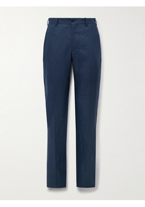 Anderson & Sheppard - Straight-Leg Linen Trousers - Men - Blue - UK/US 30
