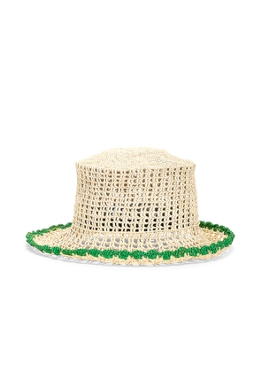 SENSI STUDIO Crochet Hippie Hat in Natural Green - Neutral. Size S (also in M).