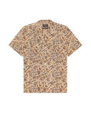 Beams Plus Open Collar Short Sleeve Shirt in Beige - Brown. Size M (also in S, XL).