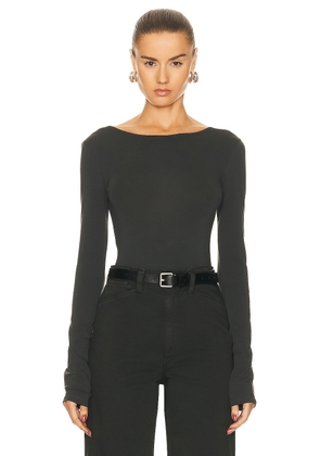 Lemaire Long Sleeve Bodysuit in Zinc - Charcoal. Size L (also in ).