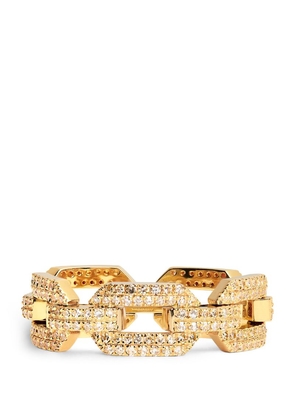 Shay Yellow Gold And Diamond Pavé Link Ring