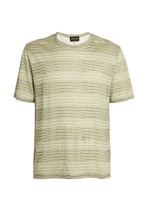 Giorgio Armani Linen Uneven Stripe T-Shirt
