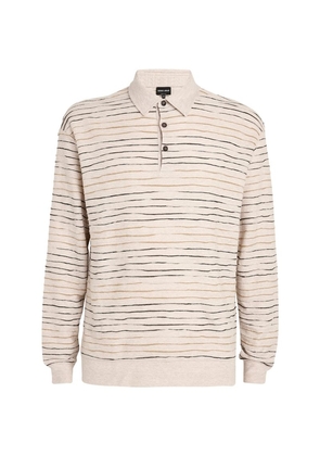 Giorgio Armani Long-Sleeve Striped Polo Shirt