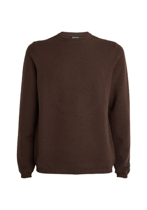 Giorgio Armani Virgin Wool-Blend Jacquard Logo Sweater
