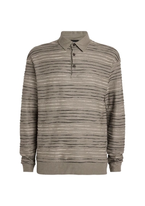 Giorgio Armani Long-Sleeve Striped Polo Shirt