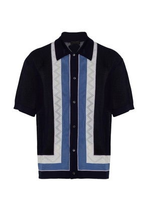 Prada Cashmere Intarsia-Knit Polo Shirt