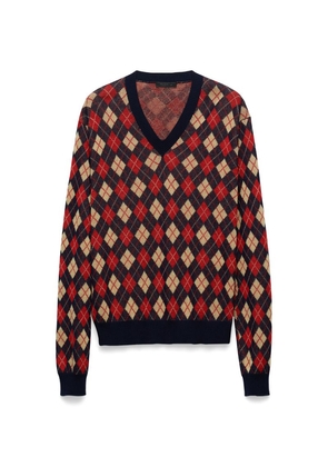 Prada Cotton Argyle Sweater
