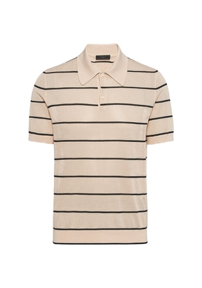 Prada Silk-Cotton Striped Polo Shirt