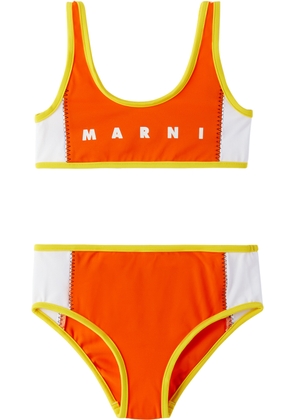 Marni Kids Orange & White Colorblock Bikini