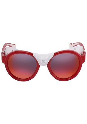 Moncler Red Mirror Round Unisex Sunglasses ML0046 67C 52