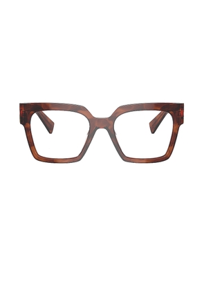 Miu Miu Square Optical Eyeglasses in Honey Havana - Brown. Size all.