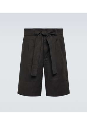 Commas Linen-blend shorts