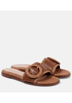 Gianvito Rossi Marbella leather-trimmed raffia sandals