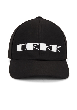 DRKSHDW by Rick Owens Baseball Cap in Black & Milk - Black. Size M (also in S).