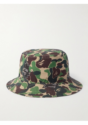 SAINT Mxxxxxx - A Bathing Ape Logo-Detailed Camouflage-Print Cotton Bucket Hat - Men - Green