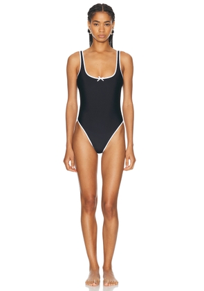 Rowen Rose Backless One Piece Swimsuit in Black & White - Black. Size 34 (also in 36, 38, 40).