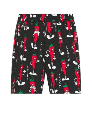 Junya Watanabe Broad Print Lousy Livin Boxer Shorts in Black & Red - Black. Size XL/1X (also in L, M).