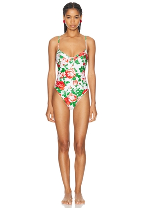 Rowen Rose One Piece Swimsuit in Cream & Red Roses - Cream. Size 34 (also in 36, 40).