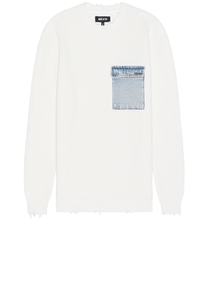 SER.O.YA Damien Sweater in White & Denim - White. Size L (also in M, S, XL/1X).
