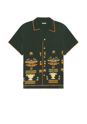 BODE Beaded Paddock Sampler Short Sleeve Shirt in Green Multi - Green. Size L (also in M, S, XL/1X).