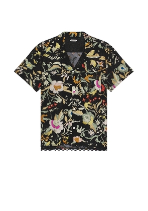 BODE Heirloom Floral Short Sleeve Shirt in Multi - Black. Size L (also in M, S, XL/1X).