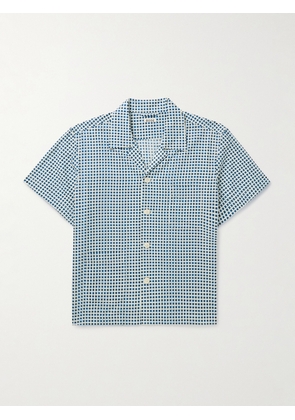 BODE - Hyannis Camp-Collar Checked Cotton-Voile Shirt - Men - Blue - S