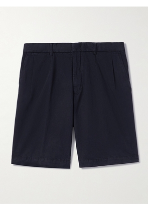 Zegna - Straight-Leg Pleated Cotton and Linen-Blend Twill Shorts - Men - Blue - IT 46
