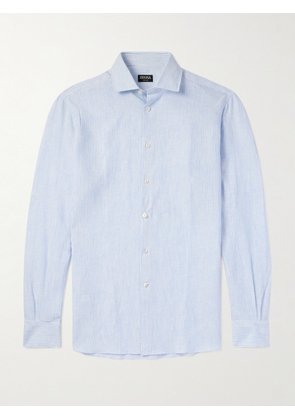 Zegna - Striped Oasi Linen Shirt - Men - Blue - S
