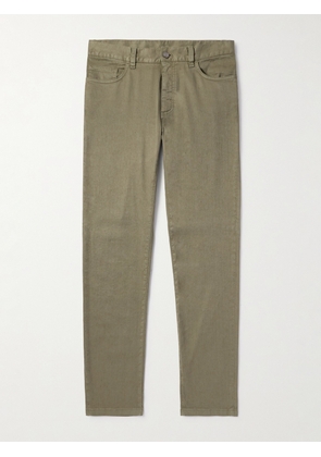Zegna - Roccia Slim-Fit Garment-Dyed Stretch Linen and Cotton-Blend Trousers - Men - Green - UK/US 32