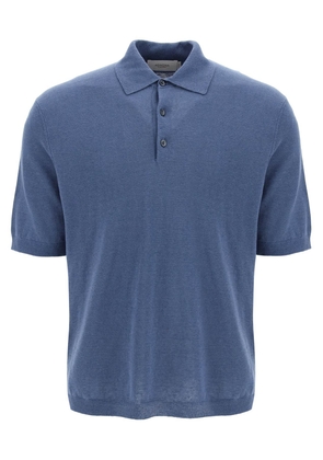 Agnona linen and cotton jersey polo - M Blue
