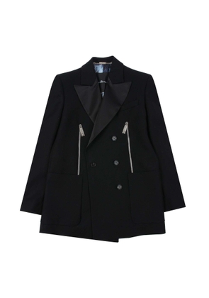 John Richmond Double-Breasted Blazer In 100% Virgin Wool With Contrasting Collar And Side Zips.