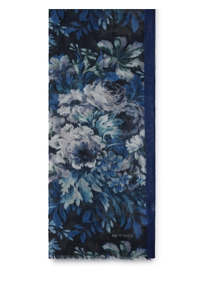 Etro Floral Printed Frayed Edge Scarf