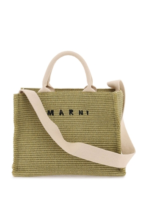 Marni raffia-effect canvas small tote bag - OS Green