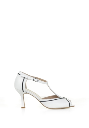 Hope White Leather Pumps With Strap