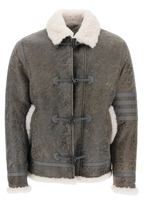 Thom Browne shearling cropped montgomery jacket - 2 Grey