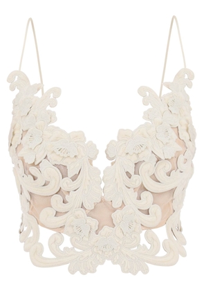 Zimmermann sensory crooped top in guipure lace - 2 White
