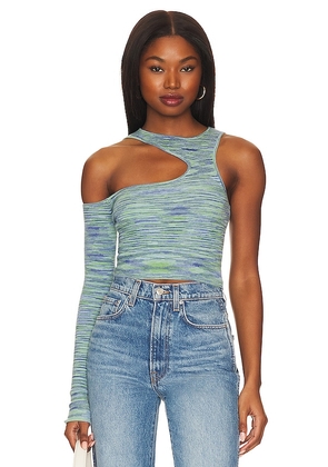 Camila Coelho Aideen Cut Out Knit Top in Blue. Size XS.