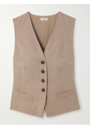 Brunello Cucinelli - Linen And Wool-blend Vest - Brown - xx small,x small,small,medium,large,x large,xx large,xxx large