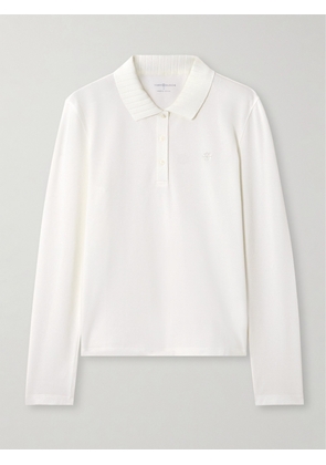 TORY SPORT - Embroidered Stretch Cotton-blend Piqué Polo Shirt - White - x small,small,medium,large,x large