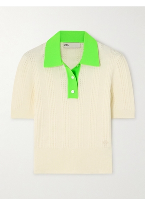 TORY SPORT - Pointelle-knitted Cotton Polo Shirt - Green - x small,small,medium,large