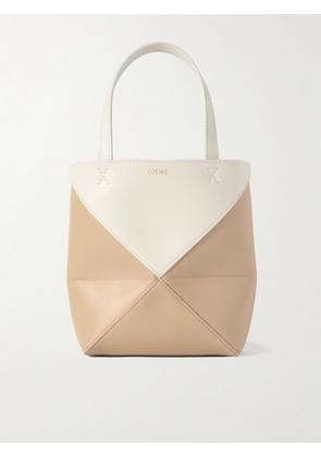Loewe - Puzzle Fold Mini Convertible Two-tone Leather Tote - Neutrals - One size